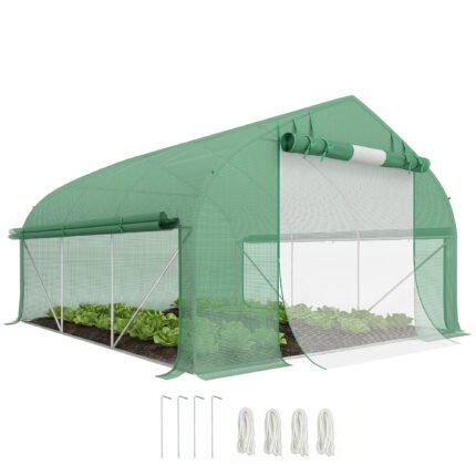 Walk-In Tunnel Greenhouse with Mesh Windows, 11' x 10' x 6'