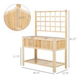 47" Wooden Raised Garden Bed with Trellis, Coutryside Style Elevated Planter Box Stand with Open Storage Shelf, Spacious Planting Area for Vegetables, Herbs, Flowers - Image 3