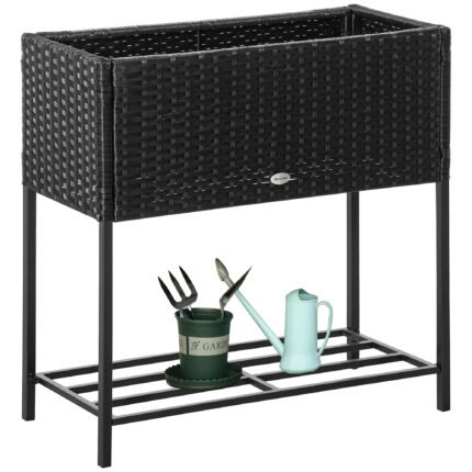 PE Rattan Wicker Raised Flower & Vegetable Planter