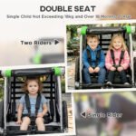 3-in-1 Bike Trailer for Kids, Running Stroller with 2 Seats, Jogging Cart with 5-Point Harness, Storage Units, Green - Image 5