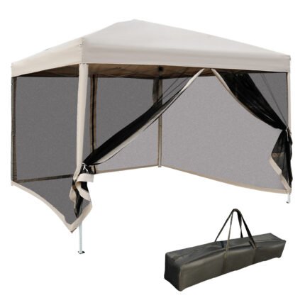 Pop-Up Canopy Tent, 10' x 10', Mesh Netting and Carry Bag