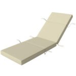 Chaise Lounge Cushion, 4" Thick Outdoor Lounge Chair Cushions with Ties for Patio, 26" x 80 ", Cream White