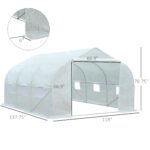 11.5' x 10' x 6.5' Outdoor Walk-in Greenhouse, Tunnel Green House with Roll-up Windows, Zippered Door, PE Cover, Heavy Duty Steel Frame, White - Image 3