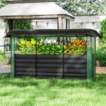 Galvanized Steel Planter Box with Crop Cage and Shade Cloth, Raised Garden Bed for Flowers, Veggies and Herbs, Dark Gray - Image 2