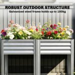 Raised Garden Bed Galvanized Steel, Elevated Planter Box with Storage Shelf, Bed Liner, 31.5" High, Silver - Image 5
