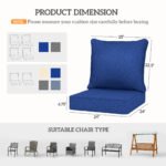 Patio Chair Cushions Set of 4 with Seat & Backrest, Fade Resistant Seat Replacement Cushion Set, Navy Blue - Image 3