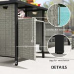 Outdoor Pool Towel Storage Cabinet Organizer, Outdoor Bar Table with Shelf and Cabinet, Pool Towel Holder Pool Valet with Weather-Resistant PE Rattan and Steel Frame, Gray - Image 6