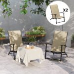Set of 2 Outdoor Dining Chairs with High Back, Armrests, Folding Patio Chairs for Patio, Lawn, Camping, Beige - Image 7