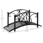 Garden Bridge 3.3FT, Decorative Classic Backyard Pond Bridge with Safety Railings Black - Image 3