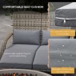 Wicker Adirondack Chair for 2 with Cushions & Footrests, PE Rattan Double Chaise Lounge Chair, Fire Pit Chair for Porch with Wide Armrests, High-back, Gray - Image 6