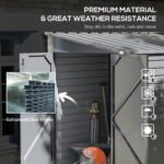 4.6' x 9' Outdoor Storage Shed, Lean to Metal Shed with Foundation Kit, Lockable Doors and Gloves for Patio, Lawn, Gray - Image 5