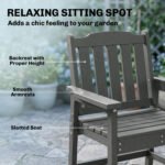 All-Weather Patio Chair, HDPE Patio Dining Chair, Heavy Duty Wood-Like Outdoor Furniture for Garden, Backyard, Deck, Porch, Lawn, Gray - Image 4