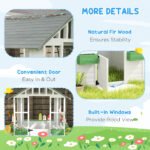 Kids Wooden Playhouse, Outdoor Garden Games Cottage with Flowers Pot Holder, Working Door, Windows, White - Image 5
