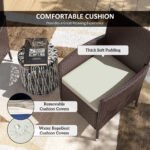2 Pieces Wicker Outdoor Dining Chairs, Patio Chairs with Cushions for Backyard, Garden, Lawn, Dark Coffee - Image 5