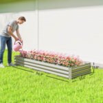 95" x 36" x 12" Galvanized Raised Garden Bed, Easy DIY and Cleaning for Growing Flowers, Herbs, Succulents, Silver - Image 3