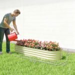 6.4' x 2' x 1' Galvanized Raised Garden Bed Kit, Metal Planter Box with Safety Edging, Cream - Image 3