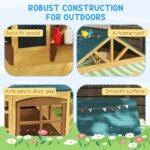 Wooden Outdoor Playhouse, Foldable Kids Cottage with Windows, Working Door, Snack Bars, Waterproof Covers, for 3-8 Years - Image 8