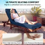 Chaise Lounge Cushion, 4" Thick Outdoor Lounge Chair Cushions with Ties for Patio, 26" x 80 ", Navy Blue - Image 4