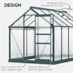 6' x 10' Greenhouse for Outdoors, Polycarbonate Greenhouse with Rain Gutter and Roof Vent, Aluminum Walk-in Green Houses for Outside for Patio Backyard Garden, Dark Green - Image 4