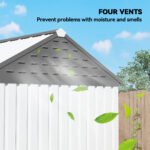 8' x 6' Metal Garden Storage Shed, Extra Large Outdoor Tool Storage House w/ Doors, Window and Air Vents, White - Image 6