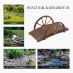 3.3ft Wooden Garden Bridge Arc Footbridge with Half-Wheel Style Railings & Solid Fir Construction, Stained Wood - Image 6