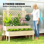 2-Tier Raised Garden Bed with Trellis, Elevated Planter Box for Climbing Plants, Natural - Image 5