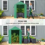 Greenhouse with Raised Garden Bed, Galvanized Steel Outdoor Greenhouse with Roll Up Door, 56" x 56" x 75", Dark Gray - Image 4