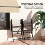 Set of 2 Outdoor Dining Chairs with High Back, Armrests, Folding Patio Chairs for Patio, Lawn, Camping, Gray - Image 5