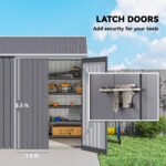 8' x 5.5' Metal Garden Storage Shed, Extra Large Outdoor Tool Storage House w/Lockable Doors, Window, Air Vents, Gray - Image 7