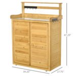 Backyard Garden Tool Storage Shed, Outdoor Storage & Potting Bench with 2 Magnetic Close Doors & Large Interior Storage Space - Image 3