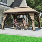 10' x 13' Patio Gazebo, Outdoor Gazebo Canopy Shelter with Netting, Vented Roof for Garden - Image 2