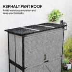 Wood Storage Shed, Outdoor Garden Shed with Asphalt Roof, 2 Shelves, Lockable Doors and Adjustable Feet, Gray - Image 5