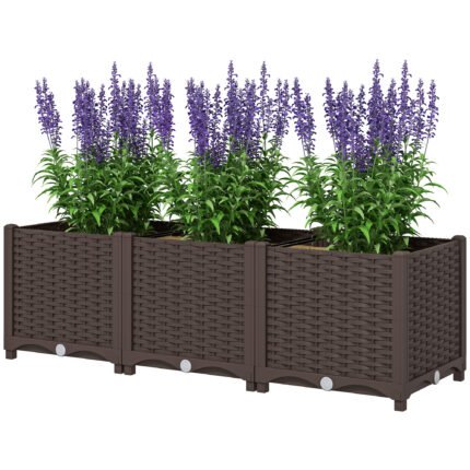 Plastic Raised Garden Bed with 4 x 1 x 1 ft Outdoor Flower Box