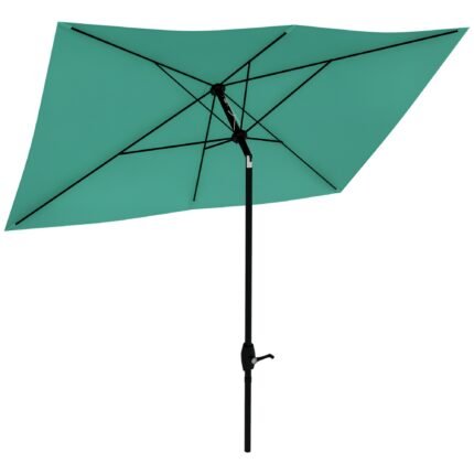 6.5' x 10' Patio Market Umbrella with Crank and Tilt Shade and Protective Cover with Base