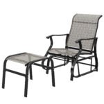Outdoor Glider with Ottoman, Patio Glider Chair Set with High Back, Wide Seat for Porch, Garden, Backyard, Gray
