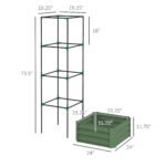 Galvanized Planter Box, 24" x 24" x 73.5" Raised Garden Bed with Tomato Cage for Climbing Vines, Green - Image 3