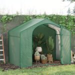 6' x 3' x 5' Portable Walk-in Greenhouse, PE Cover, Steel Frame Garden Hot House, Zipper Door, Top Vent for Flowers, Vegetables, Saplings, Tropical Plants, Green - Image 2