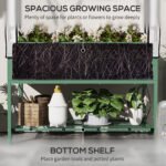Raised Garden Bed with Legs and Cover, Metal Elevated Planter Box with Bottom Shelf and Liner for Vegetables, Green - Image 5