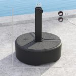 Round Patio Umbrella Base Holder, Heavy Duty Outdoor Umbrella Stand Base, Filled Up to 44lbs with Stand or 40lbs with Water for Garden, Poolside - Image 3