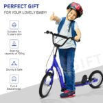 Youth Scooter Kick Scooter for Kids 5+ with Adjustable Handlebar 16" Front and 12" Rear Dual Brakes Inflatable Wheels - Image 6
