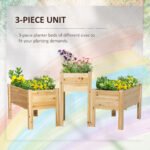 Raised Garden Bed Set of 3, Wooden Elevated Planter Box with Legs and Bed Liner, for Backyard and Patio to Grow Vegetables, Herbs, and Flowers, Natural - Image 4