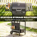 2 Burner Propane Gas Grill, 18000 BTU BBQ Grill with Wheels, Warming Rack, Shelf, Thermometer, Grease Cup, Black - Image 7