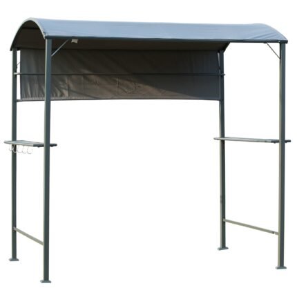 Outdoor Patio Gazebo, 10 ft x 10 ft, with Double Roof, Netting and Side Shelves