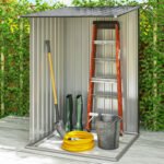 Small Metal Garden Shed, 3.3' x 3.4', Galvanized Steel, Lockable Tool Shed for Patio, Backyard, Lawn, Dark Gray - Image 7