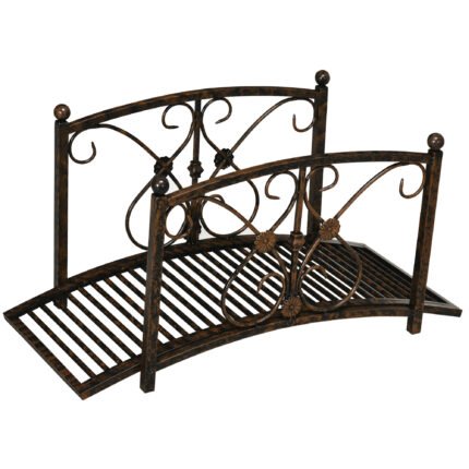 3.3' Metal Garden Bridge with Decorative Classic Footbridge Pond Bridge