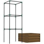 Galvanized Planter Box, 24" x 24" x 55" Raised Garden Bed with Tomato Cage for Climbing Vines, Brown - Image 8