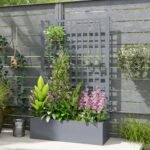 Galvanized Raised Garden Bed Planter Box with Trellis for Climbing Plants, Vegetable, Vines, 43" x 16" x 70", Gray - Image 8