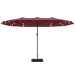 Garden Parasol 14.4ft Double-Sided Sun Umbrella with Base, Patio Parasol with LED Solar Lights - Image 10