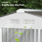 7x4 Garden Shed, Storage Shed with 4 Vents & 2 Sliding Doors, Garden Tool House for Backyard, Patio, Garage, Lawn,White - Image 8