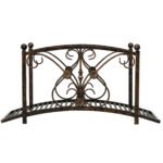 3.3' Metal Garden Bridge, Decorative Classic Footbridge Pond Bridge with Safety Railings for Backyard Garden Creek, Rust Brown - Image 7